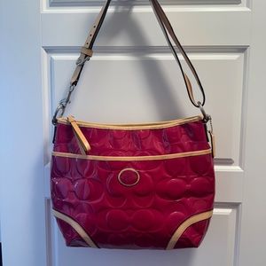 Coach Peyton Embossed Patent Leather Shoulder Bag in Pink